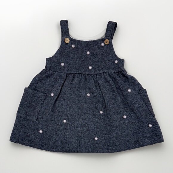 Zara Toddler Girl Knit Polka Dot Jumper Dress size 12–18 months Brown/Pink - Picture 1 of 9